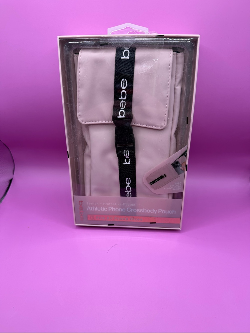 bebe Athletic Phone Crossbody Pouch - Light Pink